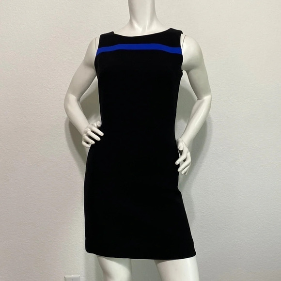 Petite Sophisticate Blue & Black Sleeveless Mini Sheath Dress Size 2 - Picture 1 of 5